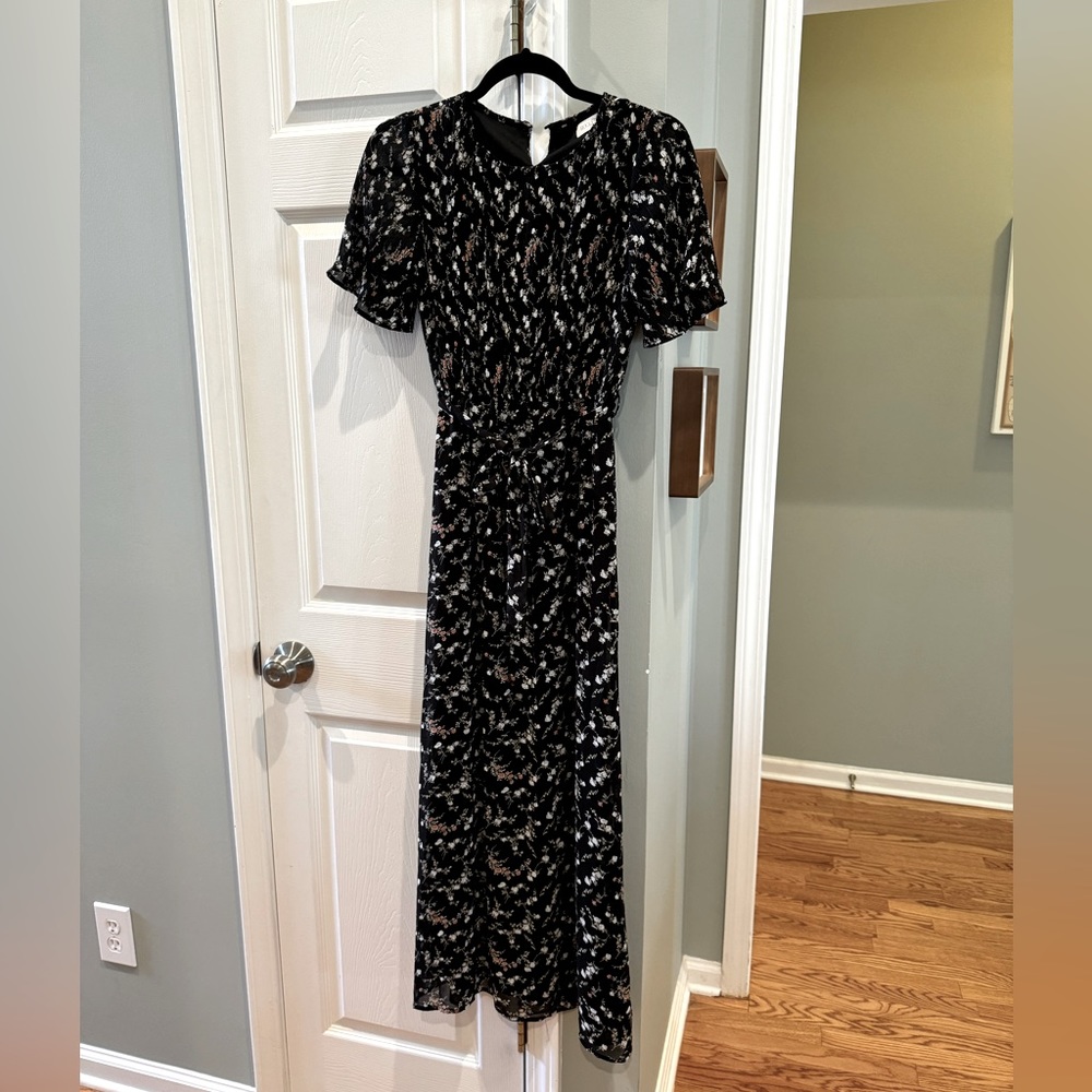 ROOLEE | black floral dress with tie waist
